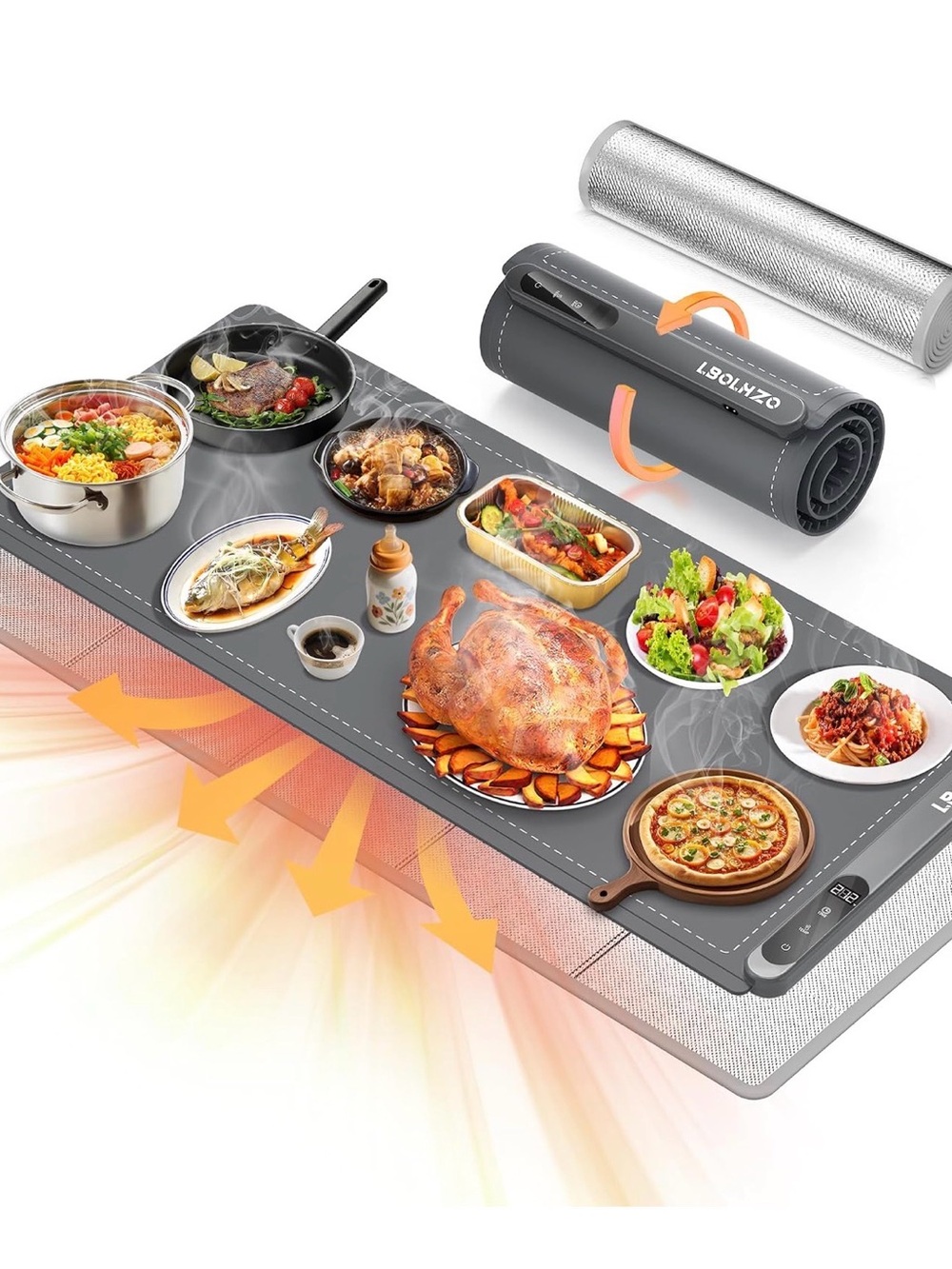 Portable Gray Electric Warming Pad for Food -